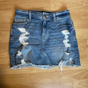 Hollister high rise, ripped jean skirt